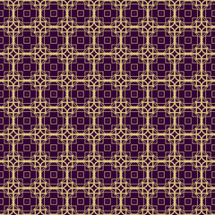 Modern Stylish Geometry Seamless Pattern Art Deco Background. Luxury Texture For Wallpaper, Invitation. Vector Illustration. Purple gold color