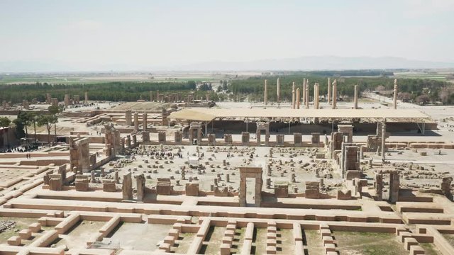 Establishing shot showing the Persepolis landmark in Iran.