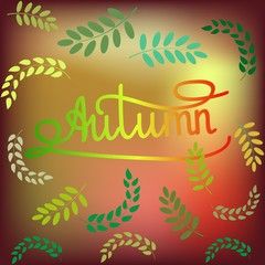 Card with quote autumn. Girl fashion stylish print for banner. Cute template for, apparel, card, poster, etc. Symbol autumnal time. Design element. Vector illustration.