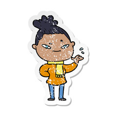 distressed sticker of a cartoon woman