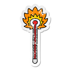 distressed sticker of a quirky hand drawn cartoon hot thermometer