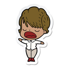 sticker of a cartoon woman talking