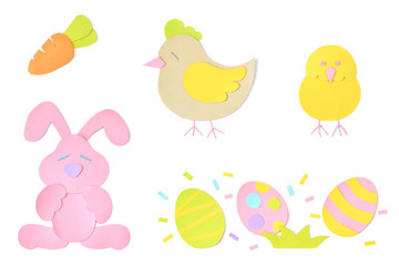 Easter element paper cut on white background - isolated