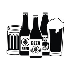 bottles of beer and glass isolated icon
