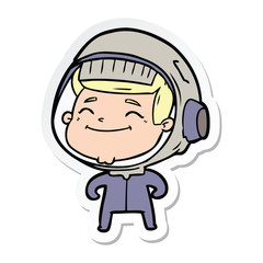 sticker of a happy cartoon astronaut