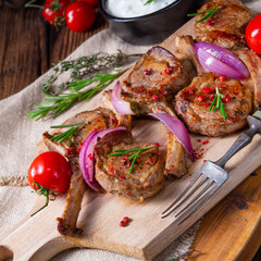 Tasty Lamb chops with mint and rosemary