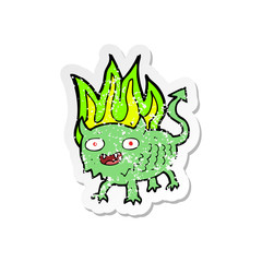 retro distressed sticker of a cartoon little demon