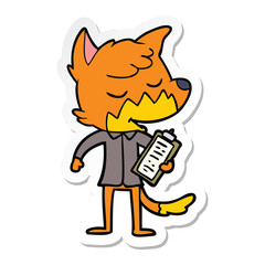 sticker of a friendly cartoon fox manager