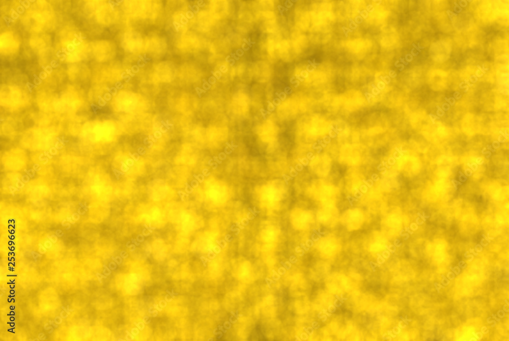 Poster 3d rendering. blurred golden circle bokeh shape wall background.