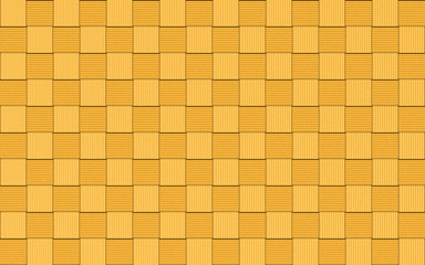 3d rendering. seamless golden small sqaure shape tiles block wall background.