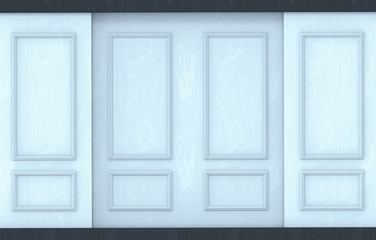3d rendering. modern light blue classical pattern wall background.
