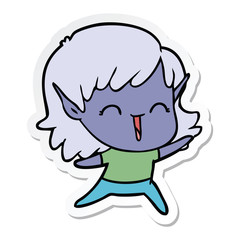 sticker of a cartoon elf girl