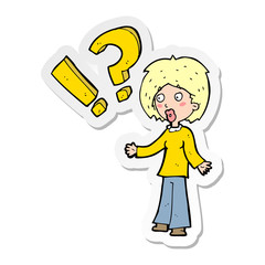 sticker of a cartoon surprised woman