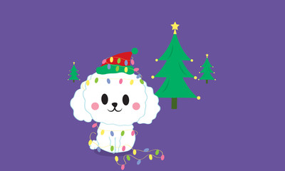 Cute dogs Santa claus in Christmas concept