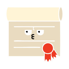 flat color retro cartoon certificate