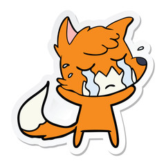 sticker of a crying fox cartoon