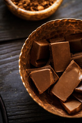 Chocolate bars in bown