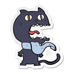 sticker of a cartoon frightened cat