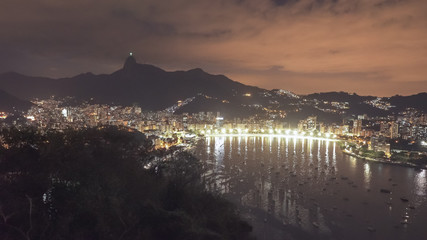 Fototapeta na wymiar night time shot of botafogo and downtown rio
