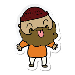 Obraz premium sticker of a man with beard sticking out tongue