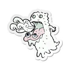 retro distressed sticker of a cartoon gross ghost