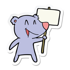 sticker of a protester bear cartoon