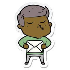 sticker of a cartoon model guy pouting