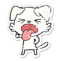 Obraz premium distressed sticker of a cartoon disgusted dog
