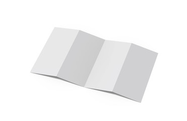 Accordion fold brochure, four fold brochure, eight pages four panel leaflet, concertina fold mock up template on isolated white background, 3d illustration