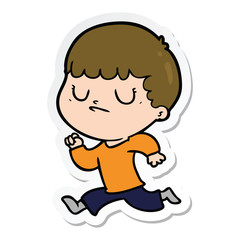 sticker of a cartoon grumpy boy