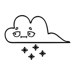 line drawing cartoon snow cloud