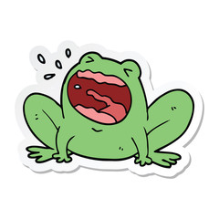 sticker of a cartoon frog shouting