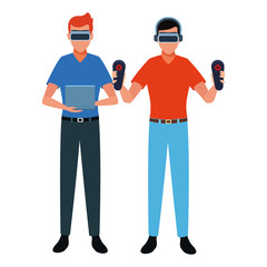 People playing with virtual reality