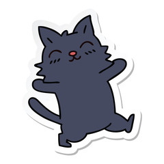 sticker of a quirky hand drawn cartoon cat