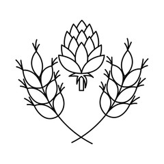 wheat leaves and pinecone isolated icon