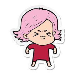 sticker of a cartoon angry woman