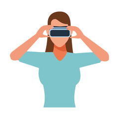 Woman using virtual reality glasses