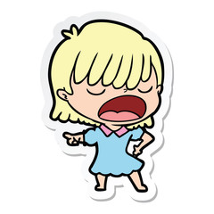 sticker of a cartoon woman talking loudly