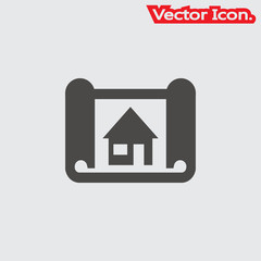 House plan Icon isolated sign symbol and flat style for app, web and digital design. Vector illustration.