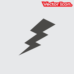 Lightning bolt. Icon isolated sign symbol and flat style for app, web and digital design. Vector illustration.