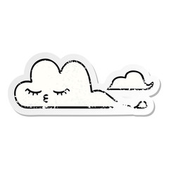 Fototapeta premium distressed sticker of a cute cartoon white cloud