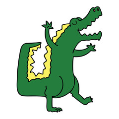quirky hand drawn cartoon crocodile