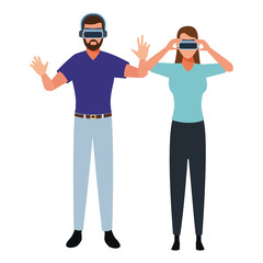 People playing with virtual reality