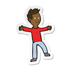 sticker of a cartoon startled boy