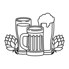 beer with foam and pinecone isolated icon