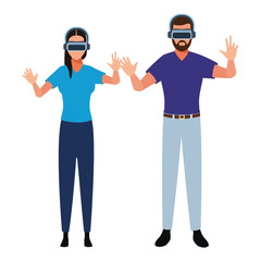 People playing with virtual reality