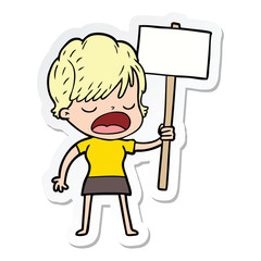 sticker of a cartoon woman talking