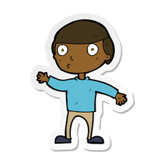 sticker of a cartoon waving man