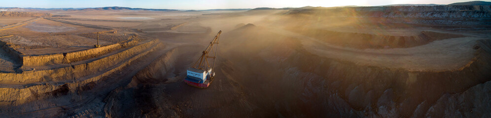 Coal mining in open pit