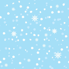 Fototapeta na wymiar seamless pattern with falling snow on blue